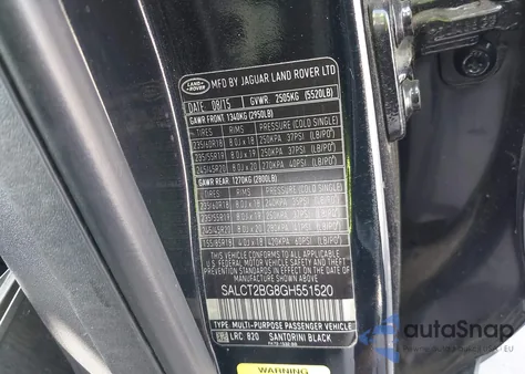 2016 Land Rover Discovery Sport Hse Lux from USA, damaged, VIN SALCT2BG8G8551520